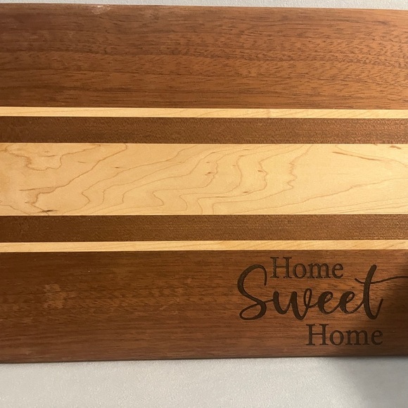 Handcrafted Wood Cutting Board - “Home Sweet Home” – Maple & Mahogany - Picture 9 of 14